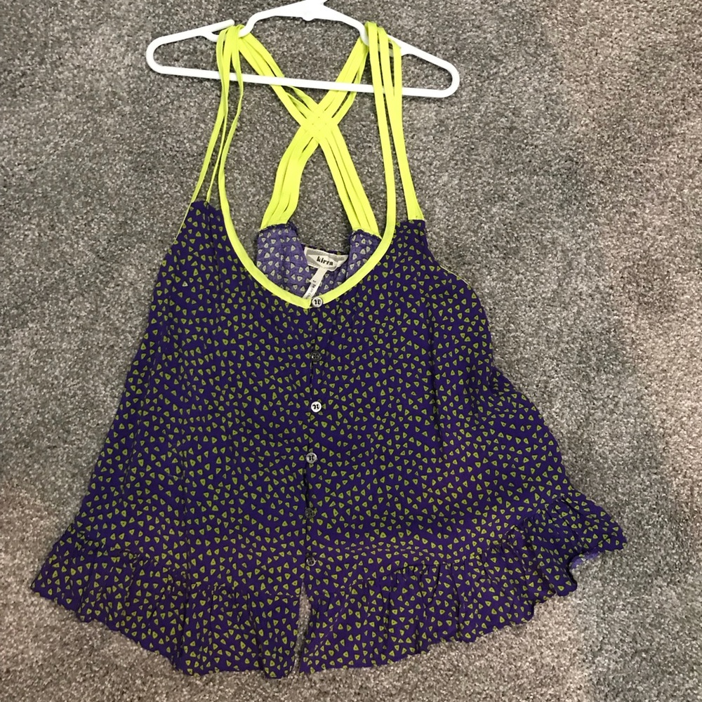 Purple tank with lime green design